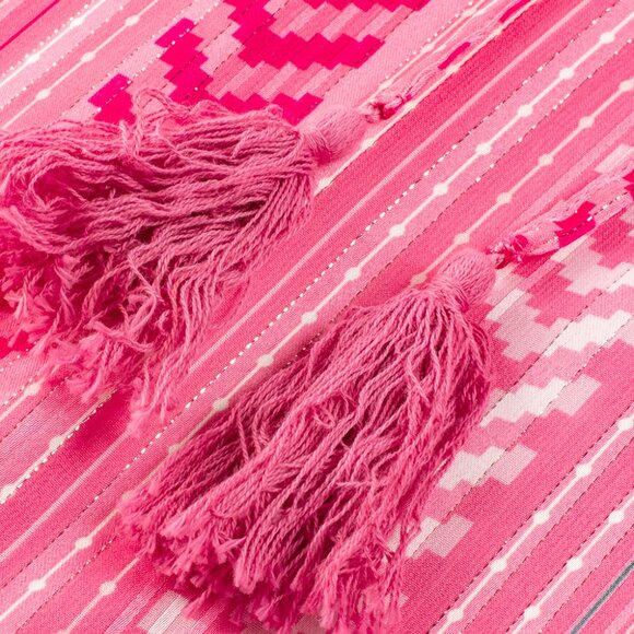 Pink Boho Printed Tasseled Drawstring Ruffled Maxi Skirt - Picture 7 of 10